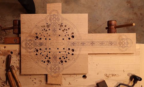 Reliquary pierced and ready for cutting