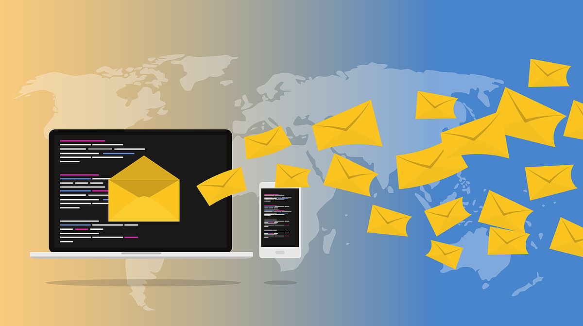 letters die van een computerscherm de wereld in stromen