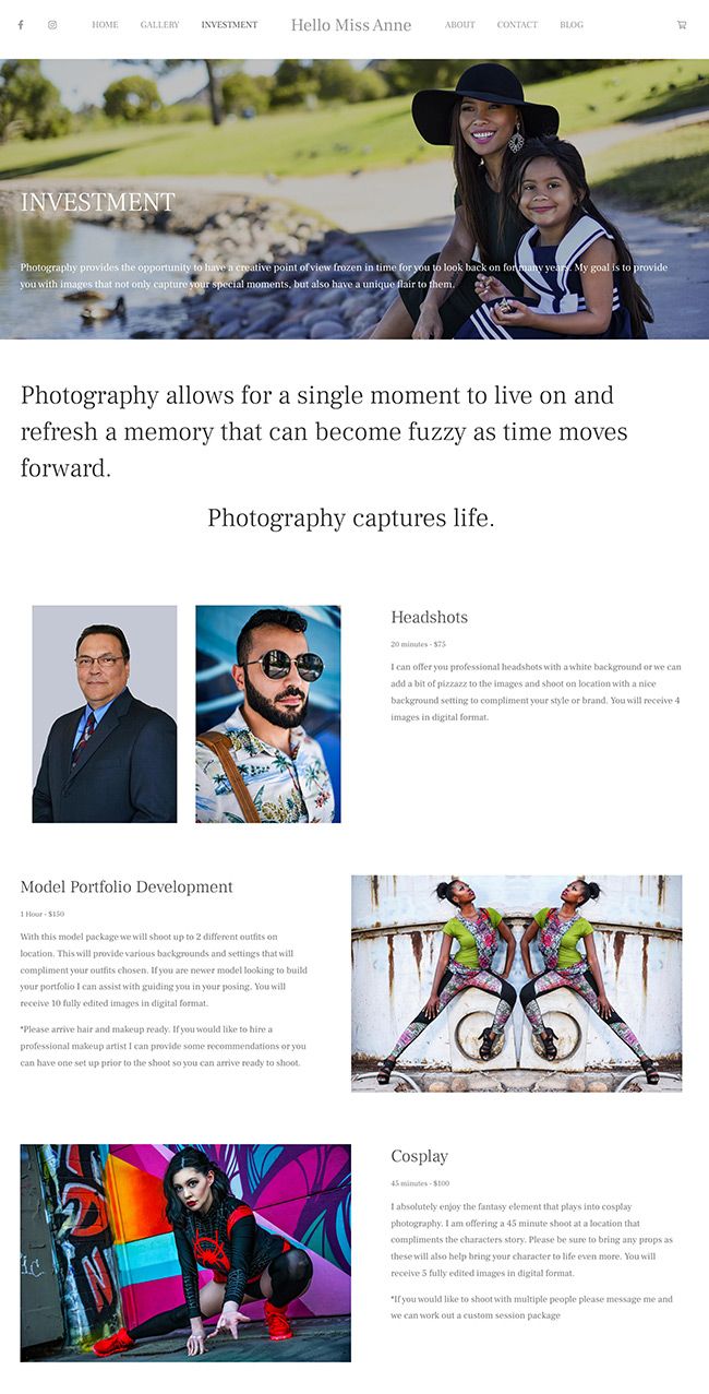 Website zum Fotoportfolio von Stephanie Anne Rodriguez