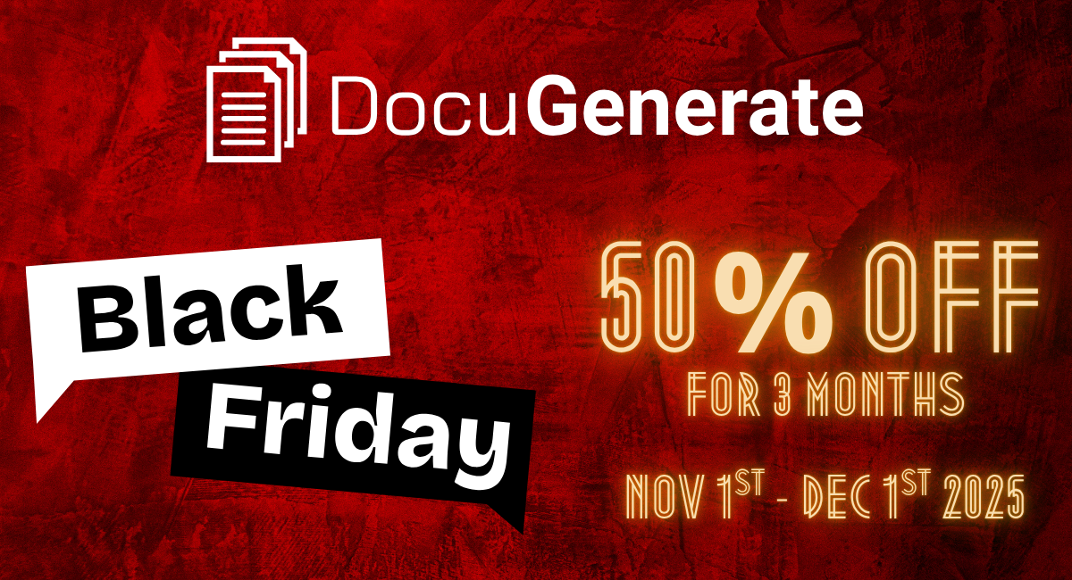 Captura de pantalla de la oferta del Black Friday de DocuGenerate