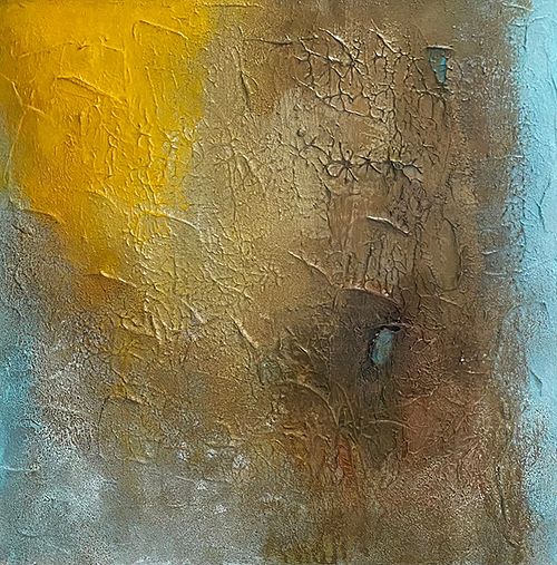 Minimalist neutral abstract painting with sand textures, statement art for premium office interiors