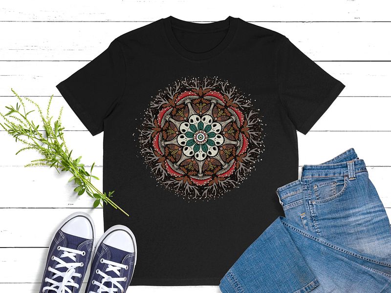 Mushroom Mandala Organic Cotton T-shirt