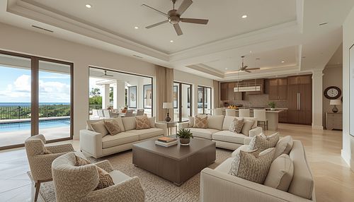 Professional real estate photography of a bright master Suite with high vaulted ceilings and coastal decor in Gainesville FL by PrimePropertyPhoto.