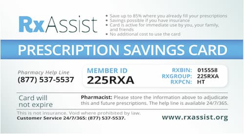 RxAssist savings card for menopause medications