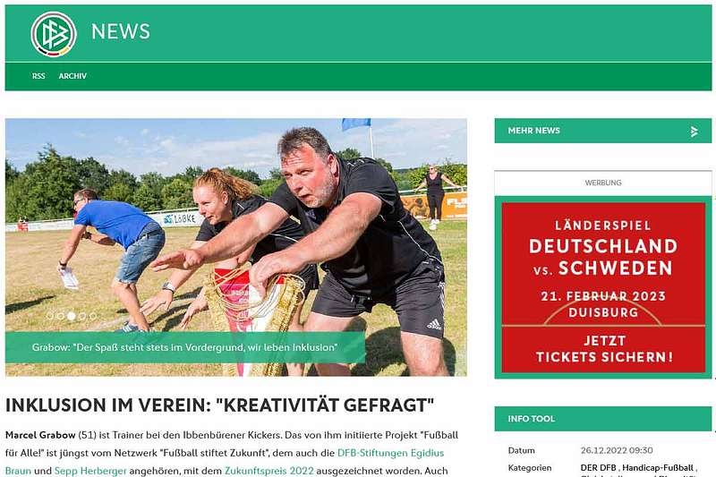 DFB.de: Inklusion im Verein: Kreativität gefragt