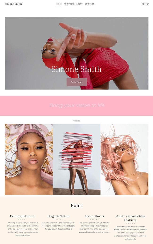 Online modeling portfolio of Simone Smith