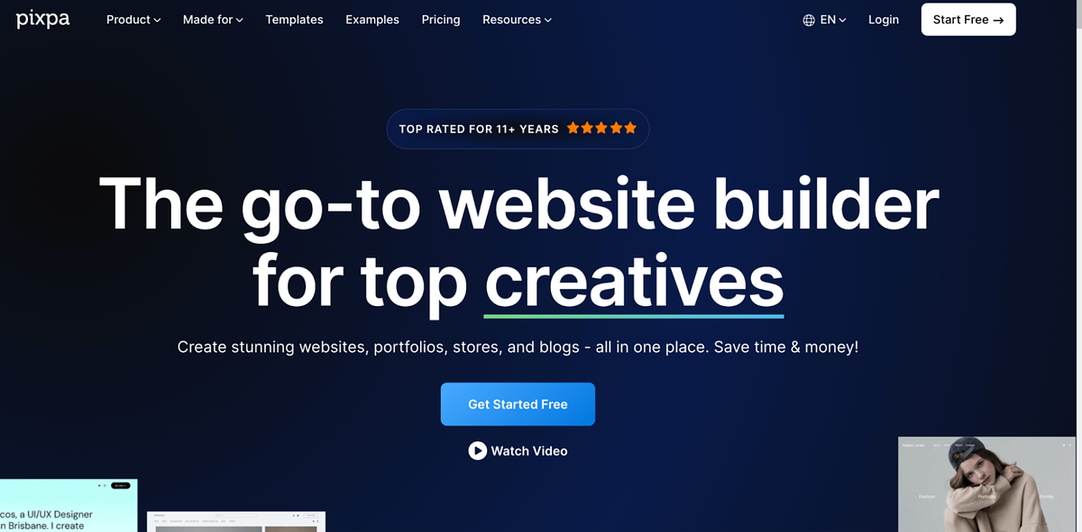 Screenshot di Pixpahome page di