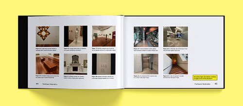 Double-page spread showing ten photographs of observed accessibility barriers at the Ian Potter Centre with accompanying descriptive captions.