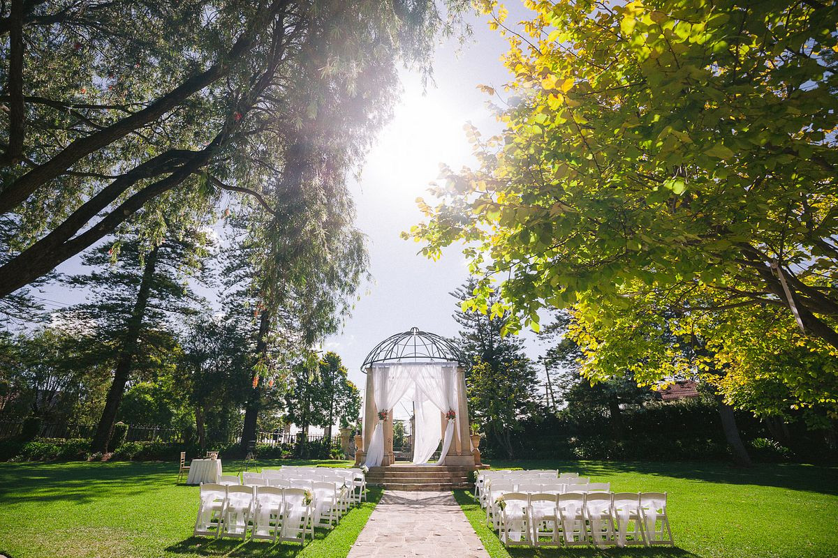 Wedding ceremony setup at the Garden Chateau, Curzon Hall.