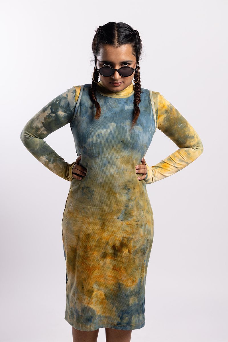 Ribbed Dress Golden Hour (Blue Gold)