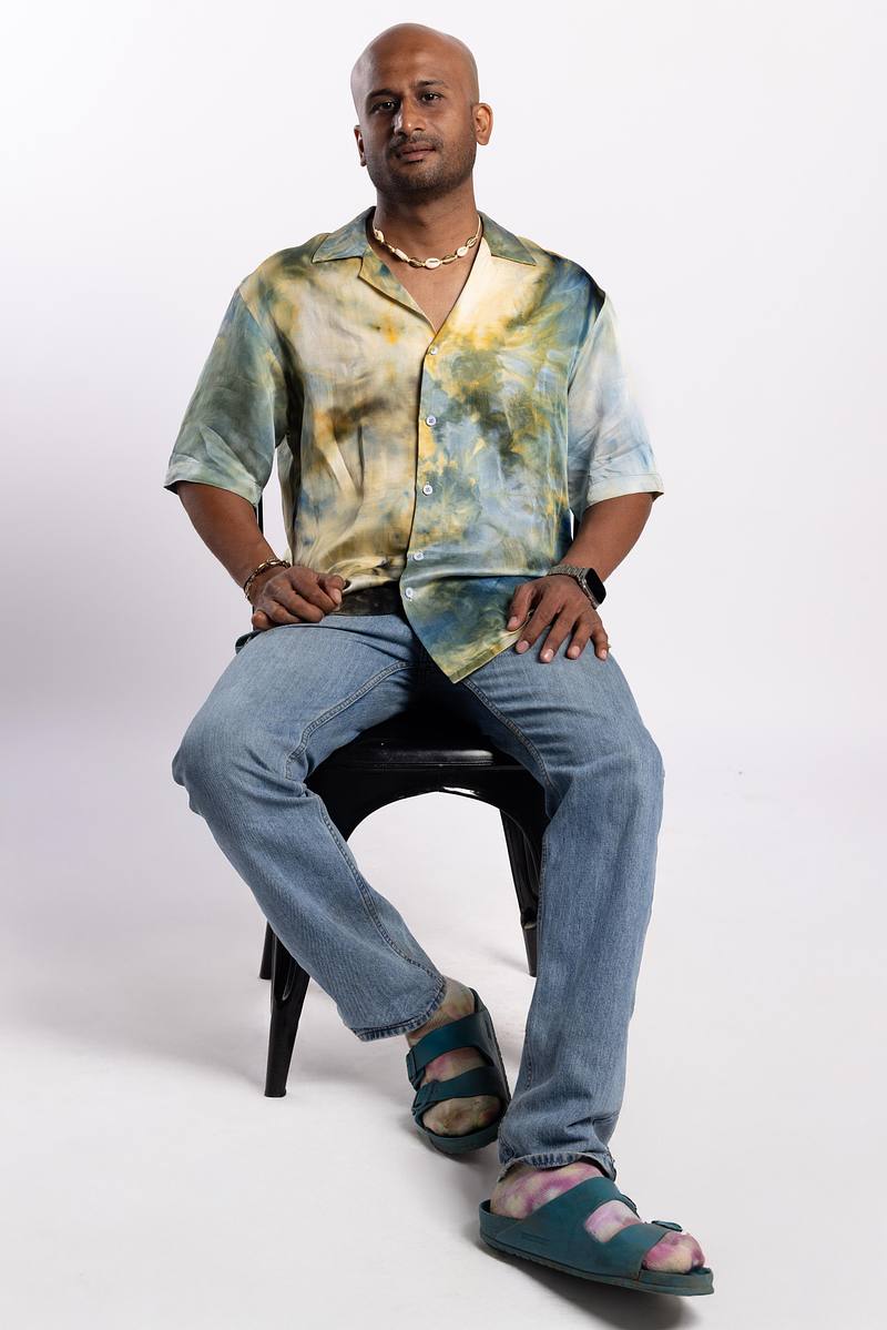 Linen Satin Cuban Collar Shirt - Golden Hour