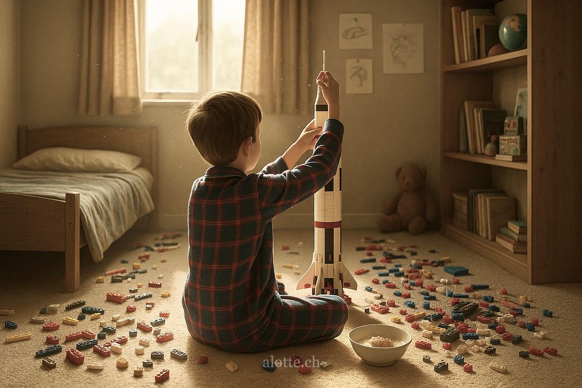 Image of Martin Potter building a lego rocket as a kid