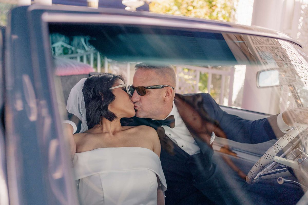 The Pink Cadillac at Little White Chapel, Las Vegas Nevada (Elopement)