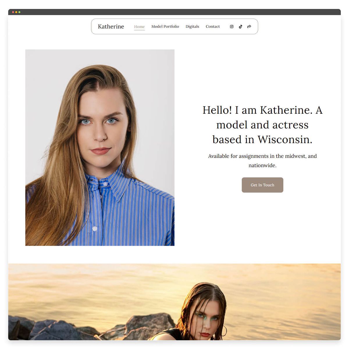 Site Web du portfolio de modèles de Katherine Stamm