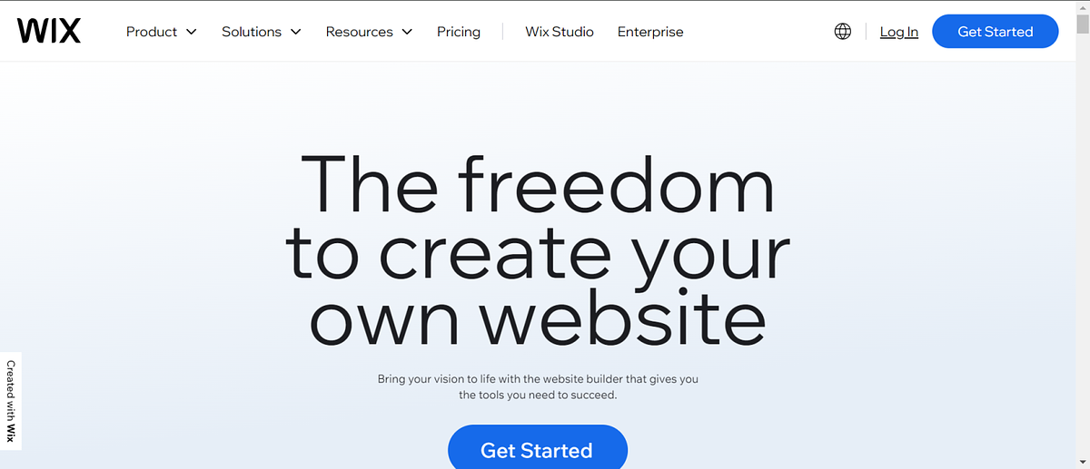 Wix home page