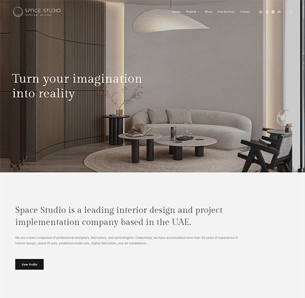 Space Studio Portfolio Website Examples