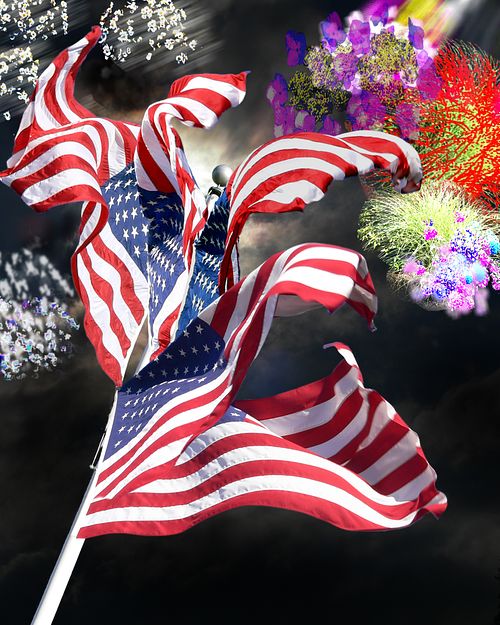 4th Of July Flags Fireworks