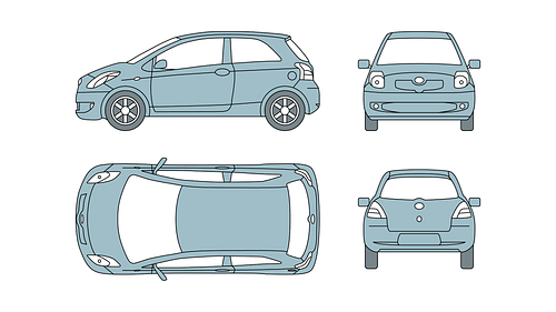 Fleet vehicle illustration showing front, back, side, and top views at the highest level of detail.