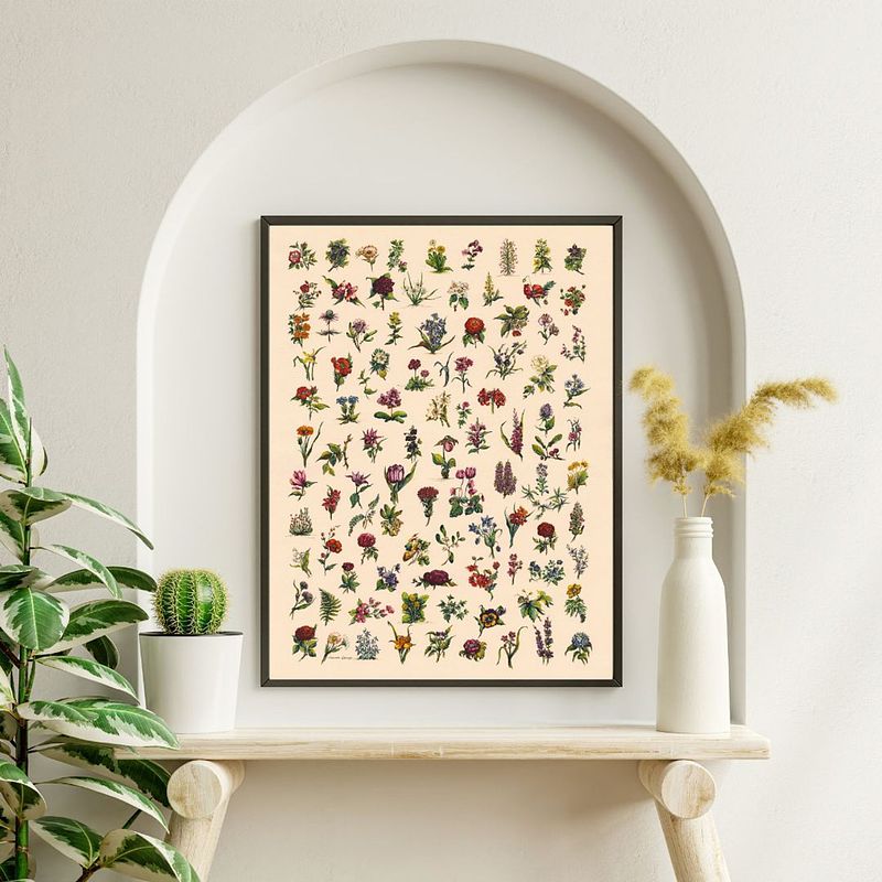 Ditsy Vintage Floral Art in Watercolour and Pen