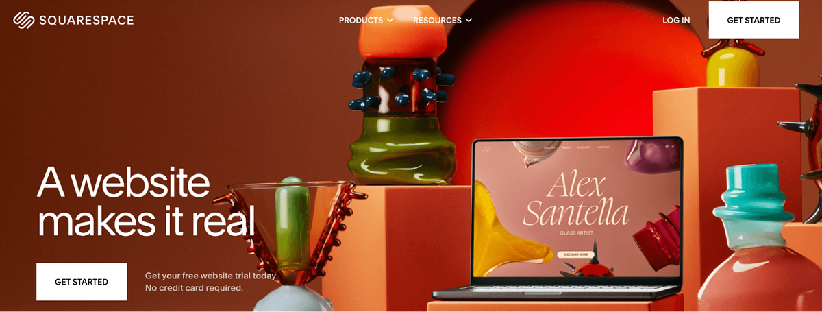 Squarespace-startpagina
