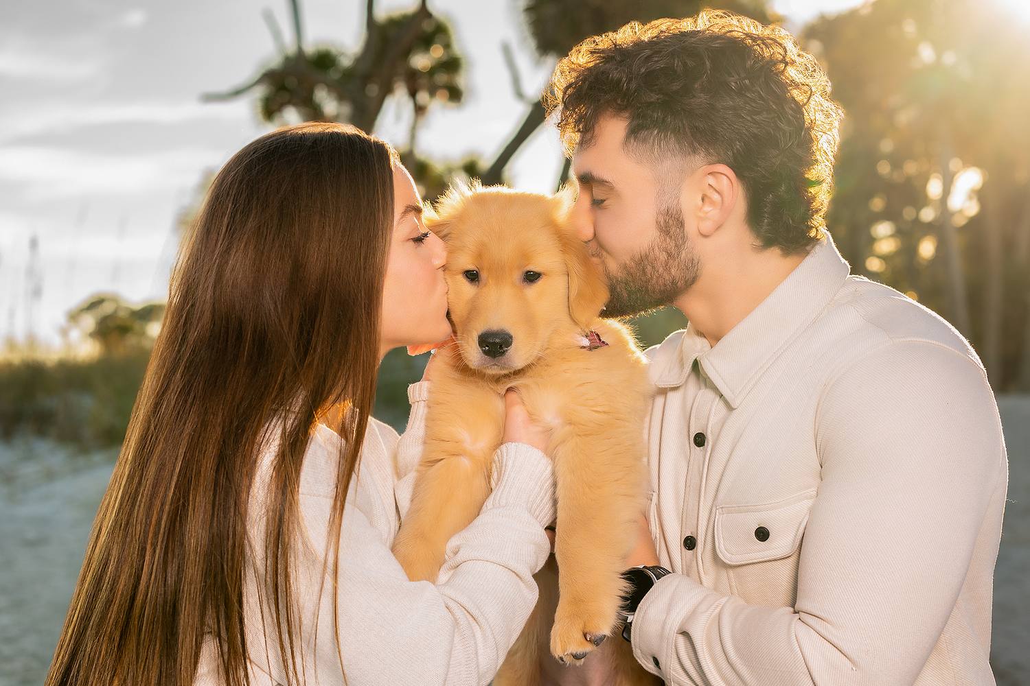 Couple at Hunting Island State Park with dog