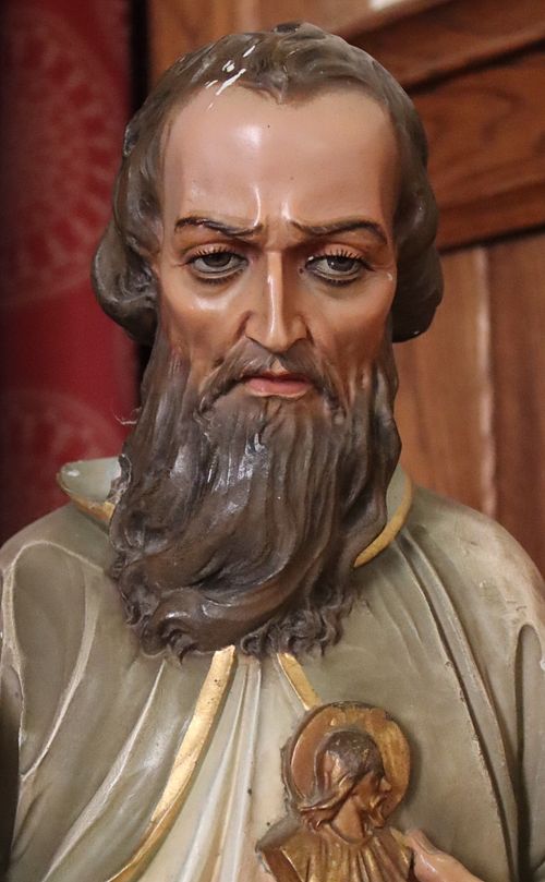 Saint Jude statue closer detail in need of restoration