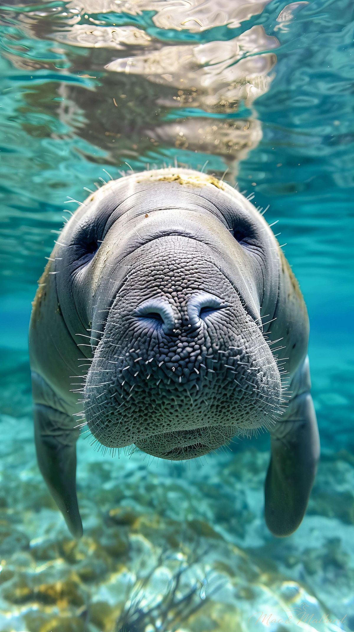 Curious Manatee in Clear Aquatic Environment