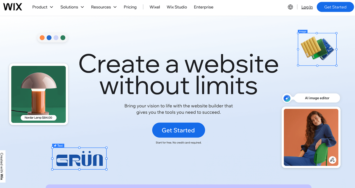 Wix homepage screenshot