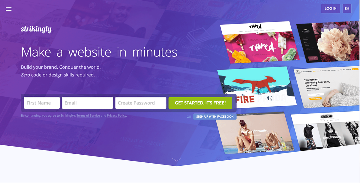 Image du créateur de sites Web Strikingly