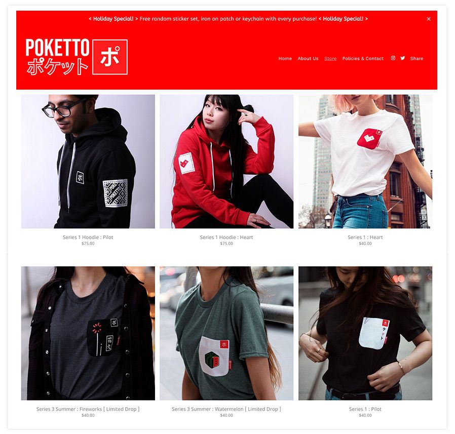 Poketto's Ecommerce Website