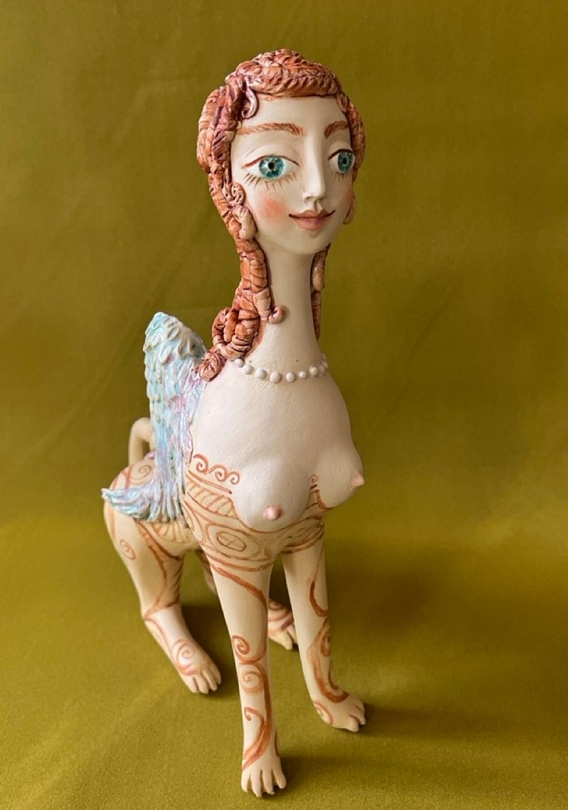 Sphynx, ceramic sculpture