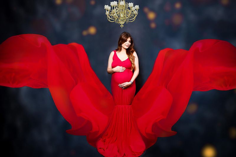 DP001 - Red Wine Body Fit Maternity Gown