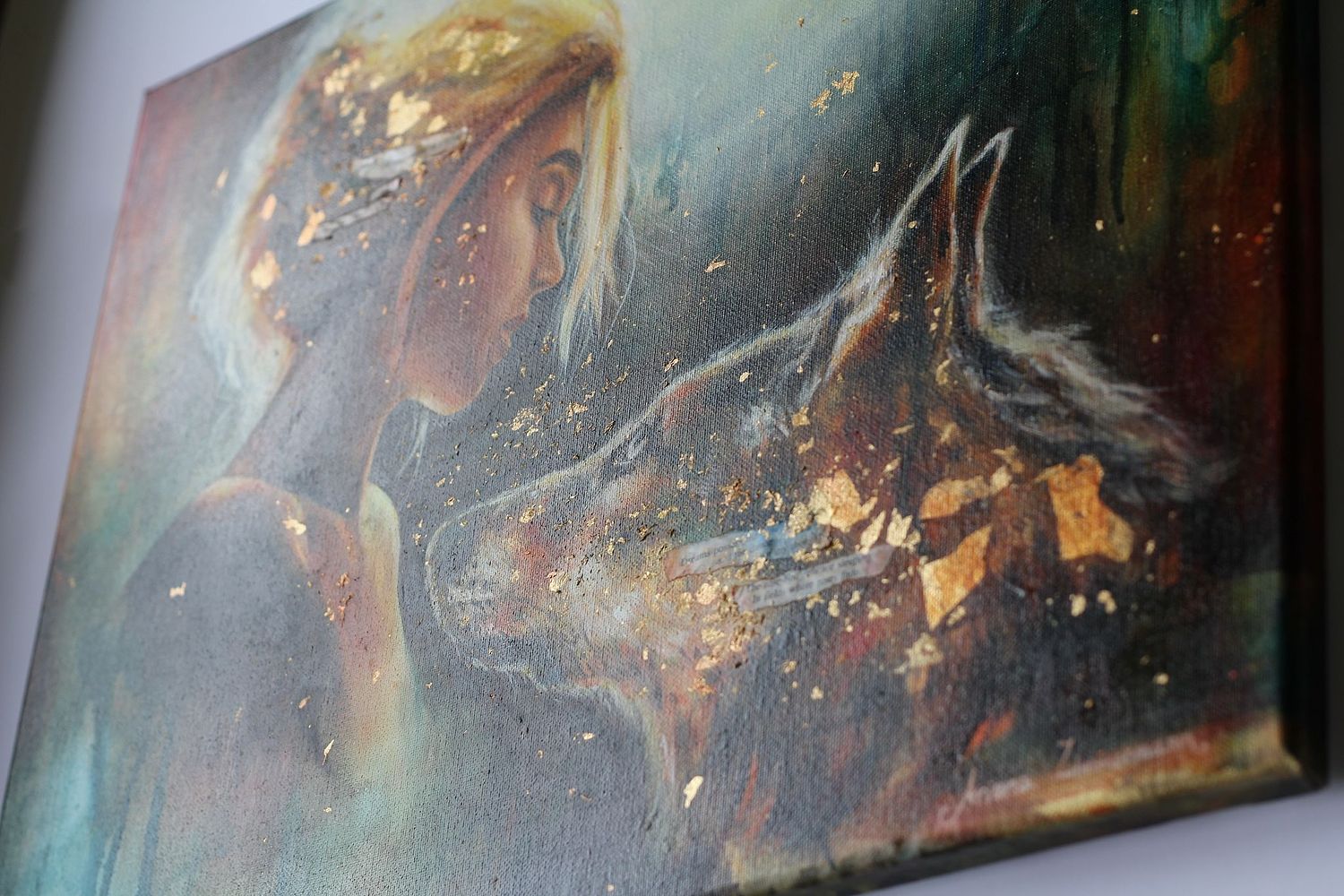 Photo showing texture of "Intimacy" painting by Ariana Zimmermann