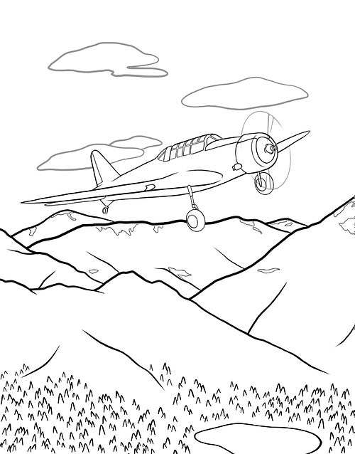Plane flying over mountains