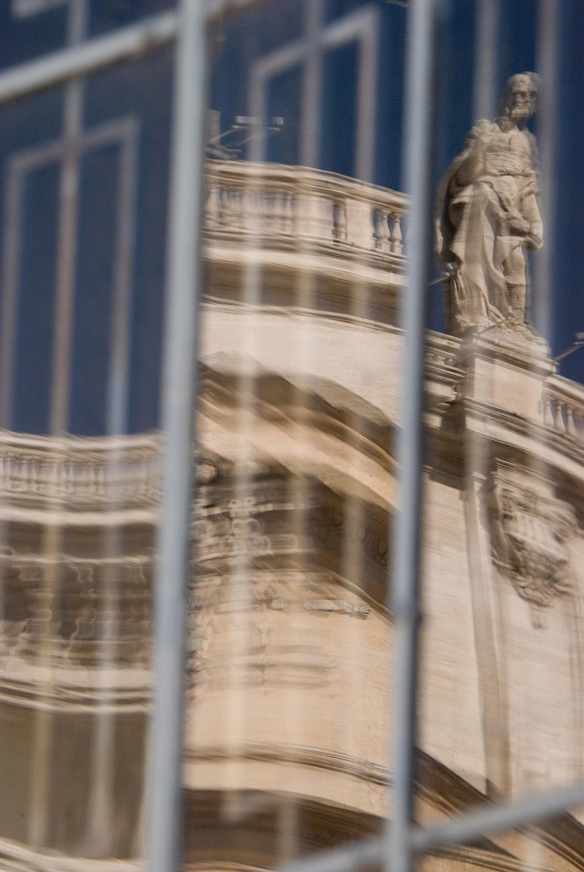 Unique perspective and reflection from St. Peter's Square in Rome