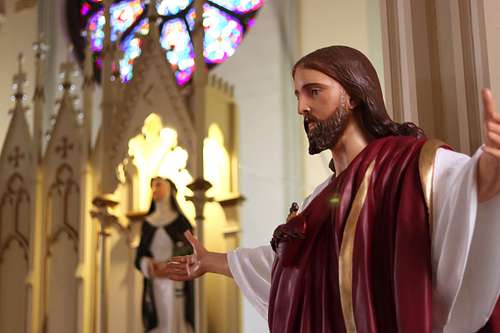Beautiful Daprato Statue of Sacred Heart after restoration
