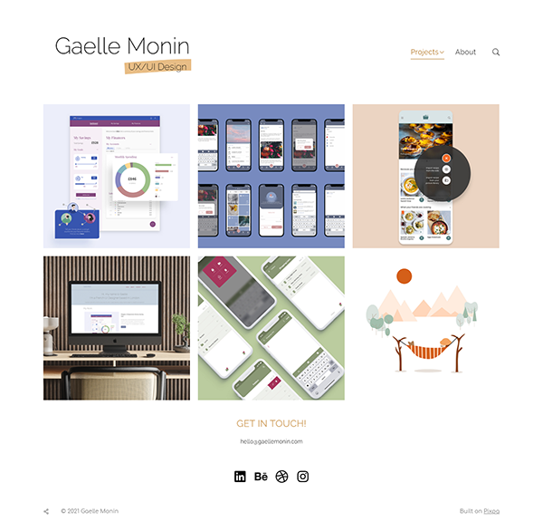 Voorbeelden van Gaelle Monin-portfoliowebsites