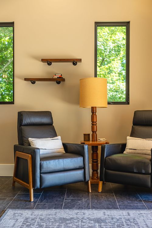 Leather recliner seating area