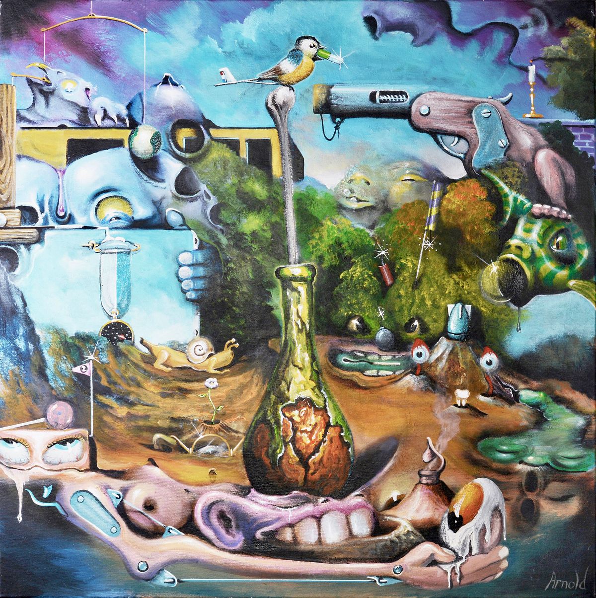 Great tit  – best surrealist artwork by Dutch artist Arnold Janssen