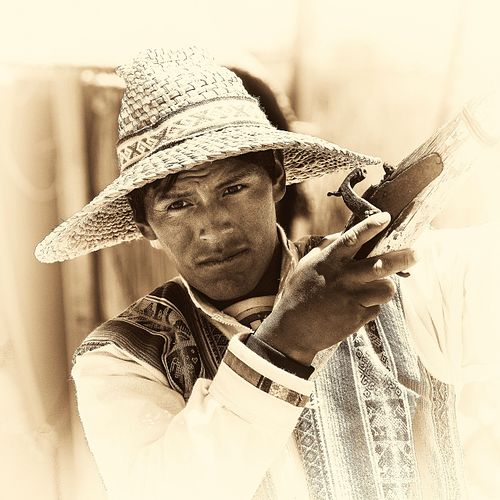 Portrait en sepia d'un homme du Pérou