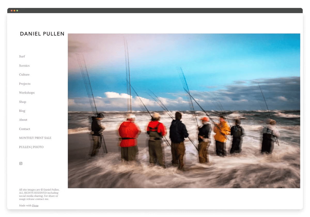 Дэниел Пуллен Pixpa веб-сайт портфолио