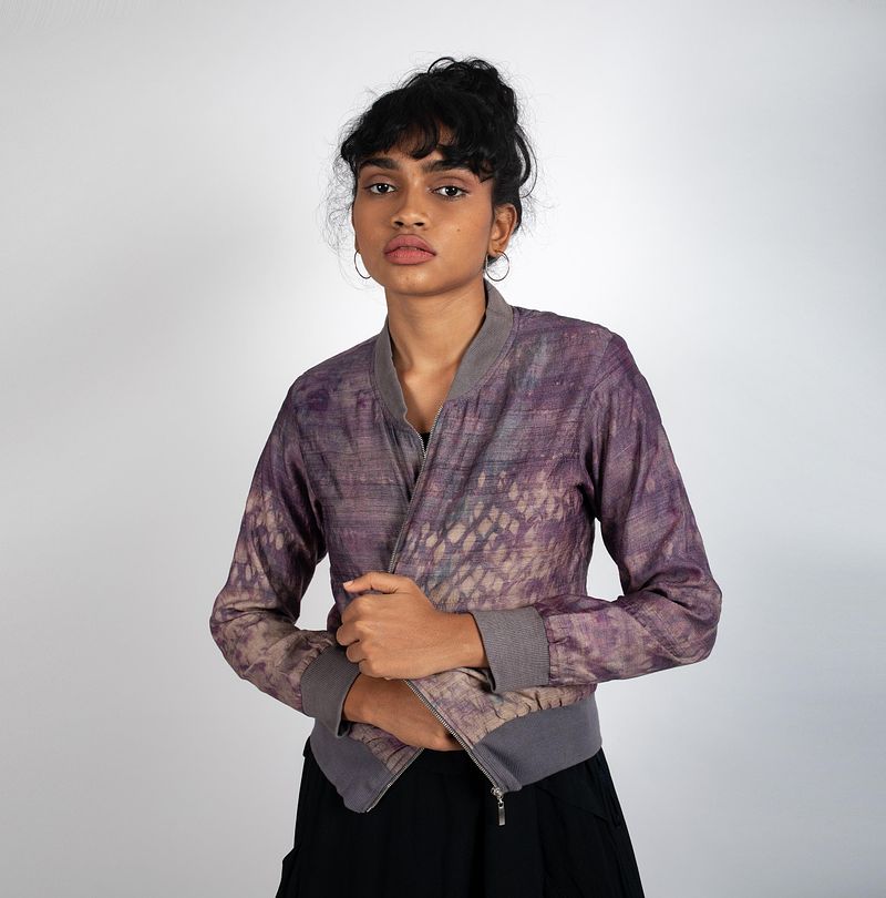 Honeycomb Tussar Silk Bomber