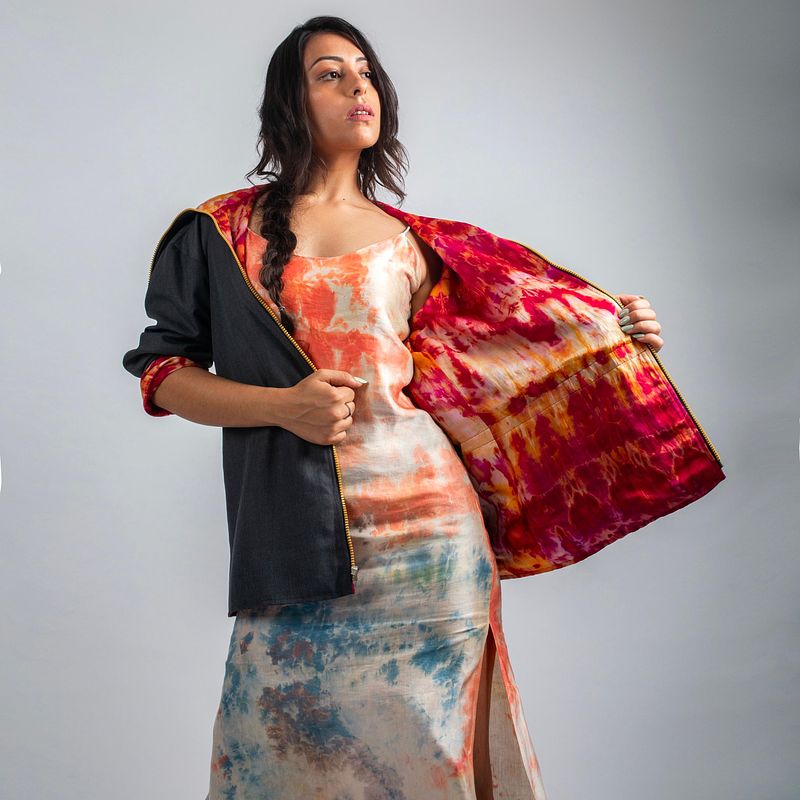 Linen Satin Slip Dress - Iced Peach