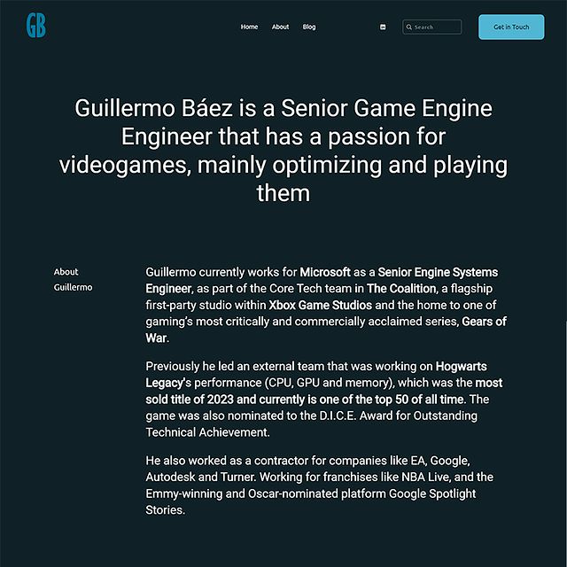 Guillermo Baez Portfolio Website Examples