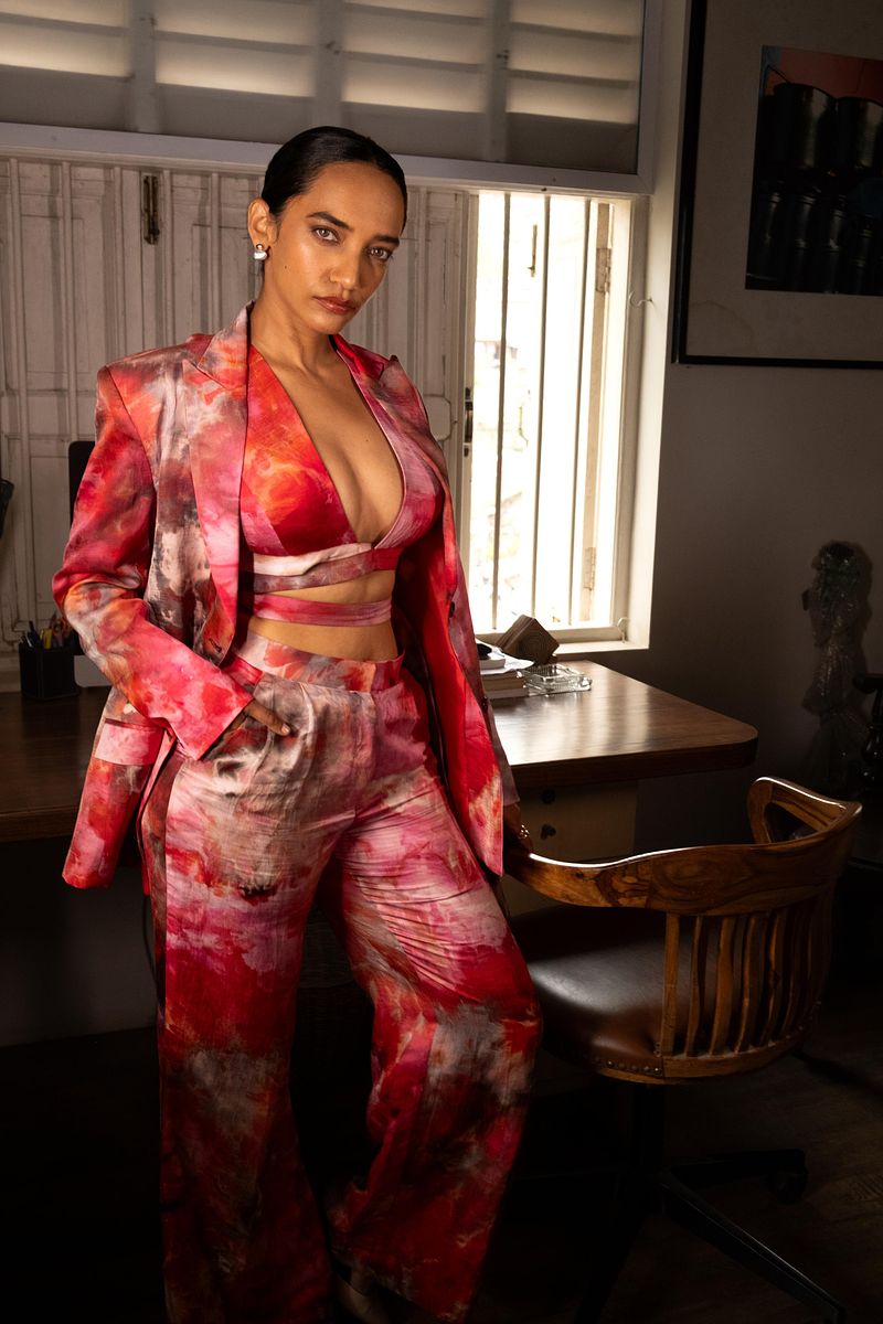 Plunge Wrap Blouse - Scarlet Sky