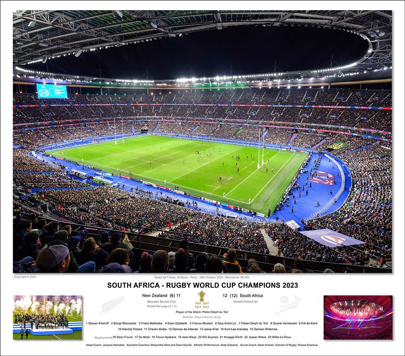 RWC 2023 Final Springboks vs All Blacks. Stade de France, Paris.