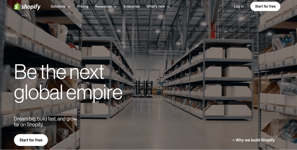 Image of Shopify homepage